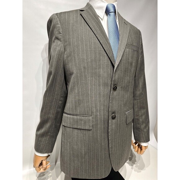 Banana Republic Gray Brown Taupe Pinstripe Wool Blend Suit Size 40R Pants 34x32 - Picture 7 of 16